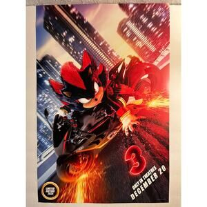 Sonic The Hedgehog 3 (Limited Edition 2024 Poster) Shadow (12 x 18 Inches) New